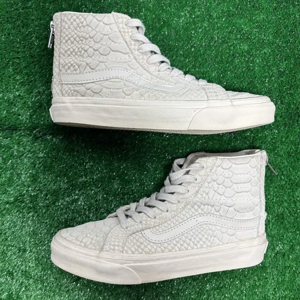 Vans Sk8-Hi Zip Womens 6 Mens 4.5 Cream Snake Shoes 721277